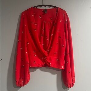 Woman’s Wild Fable Red Floral Top Medium